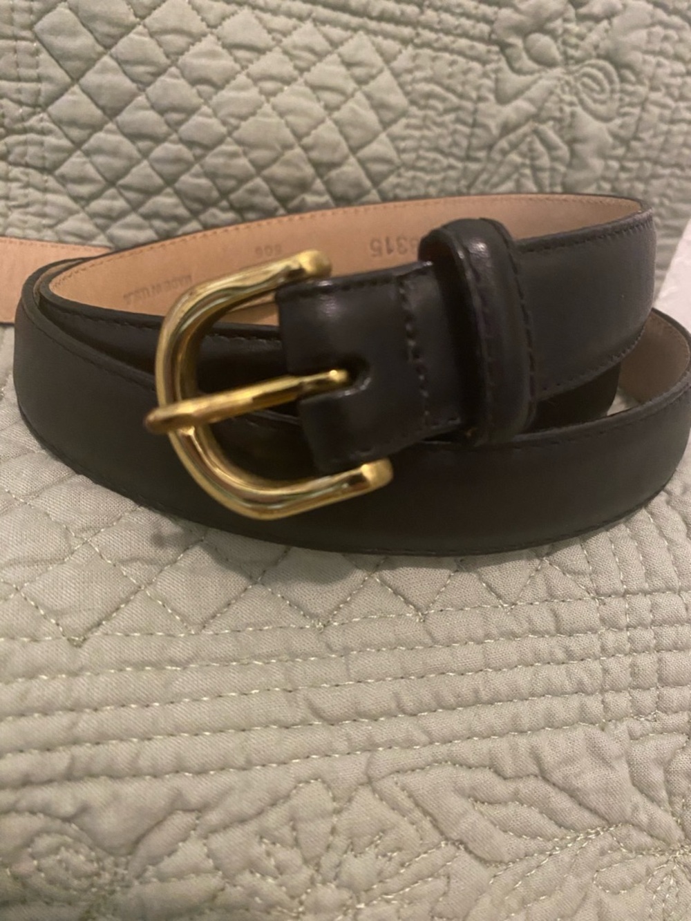 Lands' End Men’s Leather “Dress Belt w/Brass Buckle” Size 42 Brwn/Black EUC